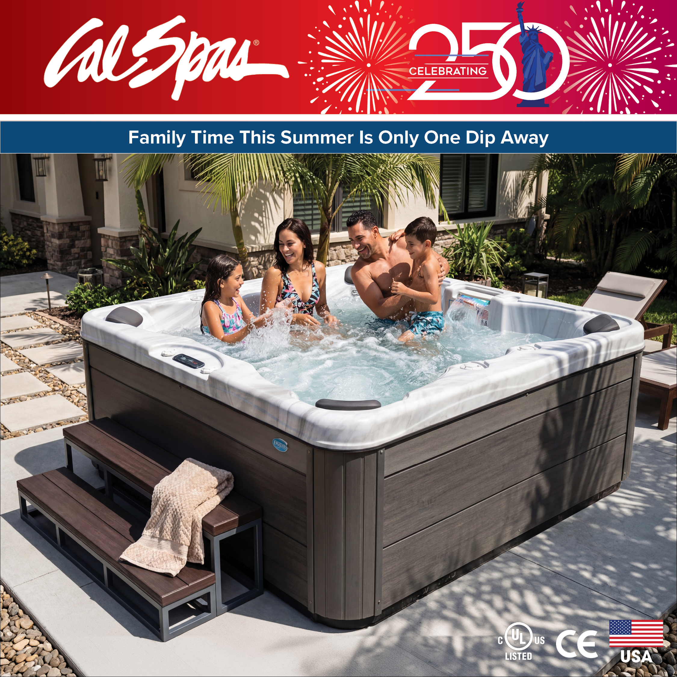 Calspas hot tub being used in a family setting - Kanasas
